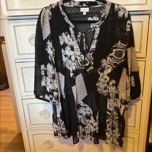 Black and Gray Women's Sheer Top